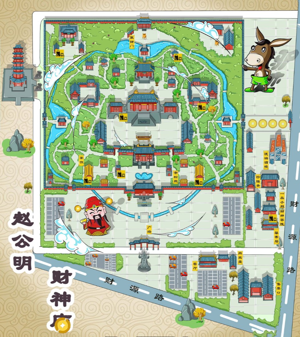 桂阳寺庙类手绘地图